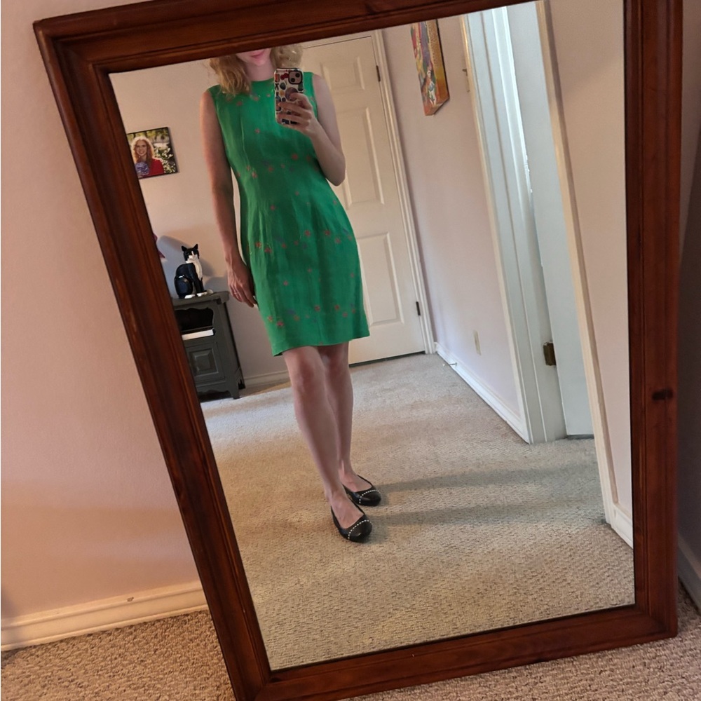 Green Sleeveless Sheath Midi Dress for Work